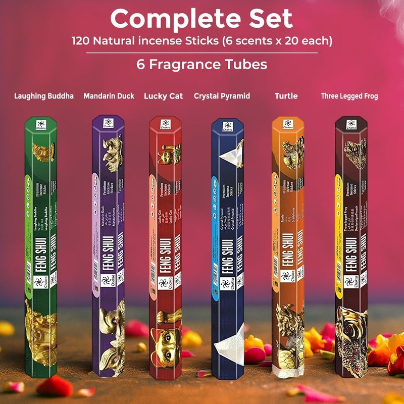 Chakra Feng Shui Premium Incense Sticks | Attract Money & Good Luck | Crystal Pyramid & Laughing Buddha | 120 Sticks I Perfect for Home, Meditation & Aromatherapy - Image 5